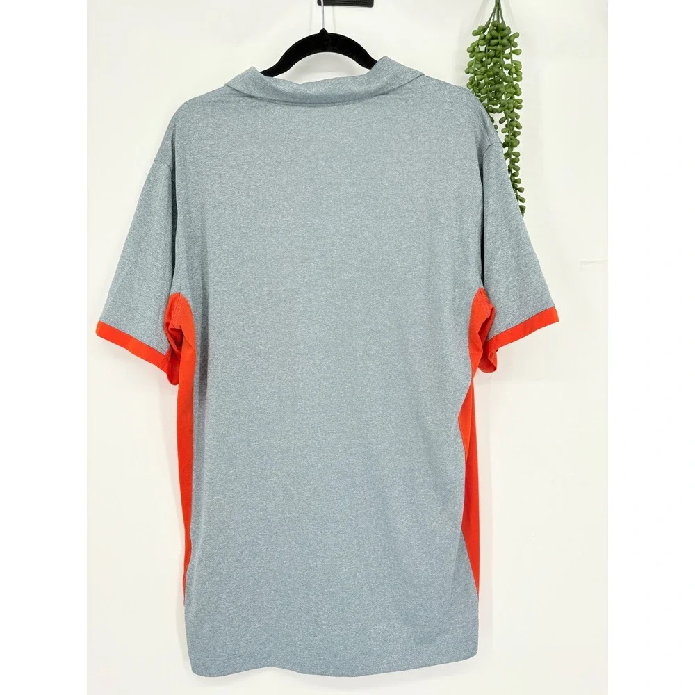 Nike Virginia Tech DriFIT Polo Shirt L Breathable Athletic Gray Orange VT Hokies
